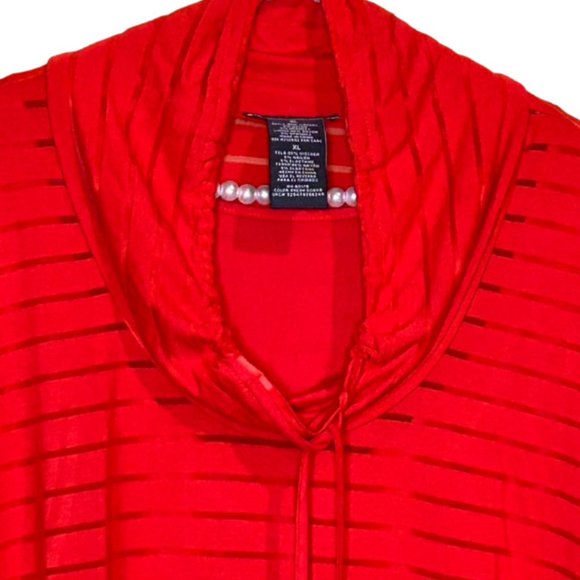 💐🌷Red Burnout Cowl Neck Long Sleeve Tunic with Tank - Chelsea & Theodore XL - Picture 2 of 6